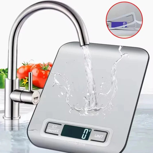 Stainless Steel Kitchen Scale: 5kg/1g Precision with LED Display