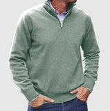 Men's Stand Collar Zipper Sweater Winter Fashion Solid Color Long Sleeve Knitted Top Clothing