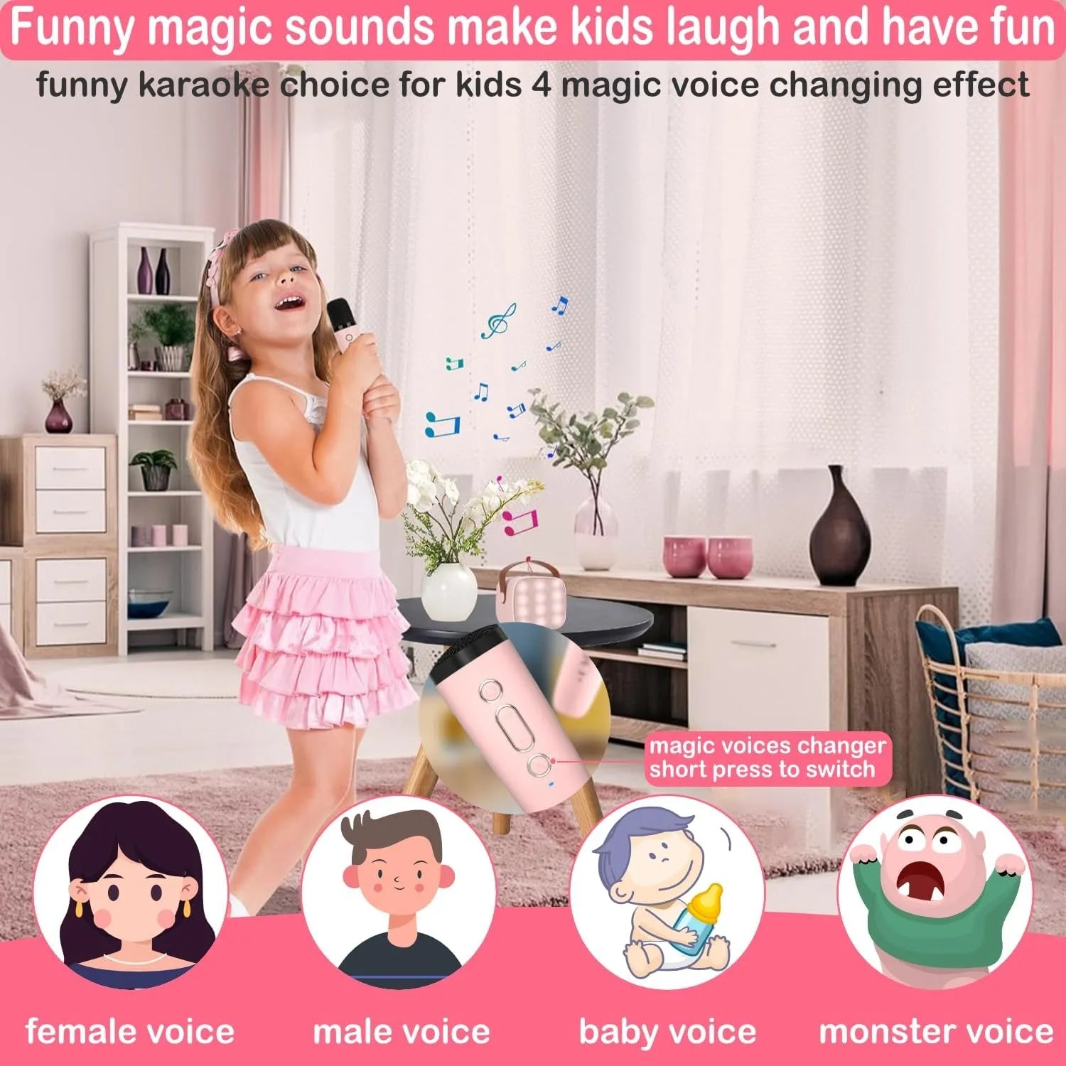 Mini Bluetooth Karaoke Machine with Two Wireless Mics