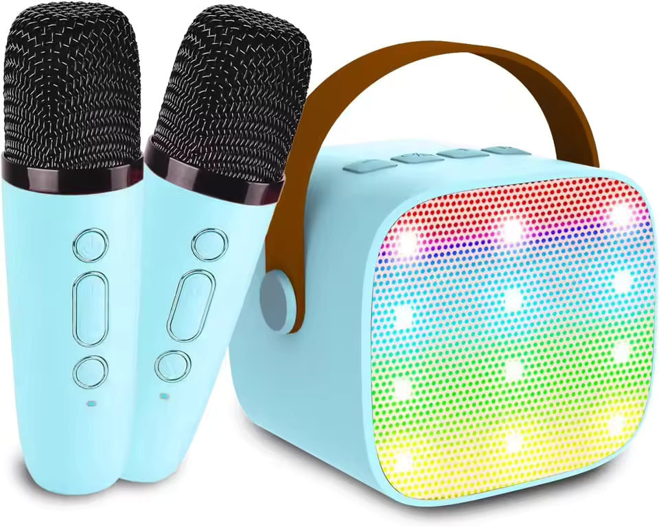 Mini Bluetooth Karaoke Machine with Two Wireless Mics