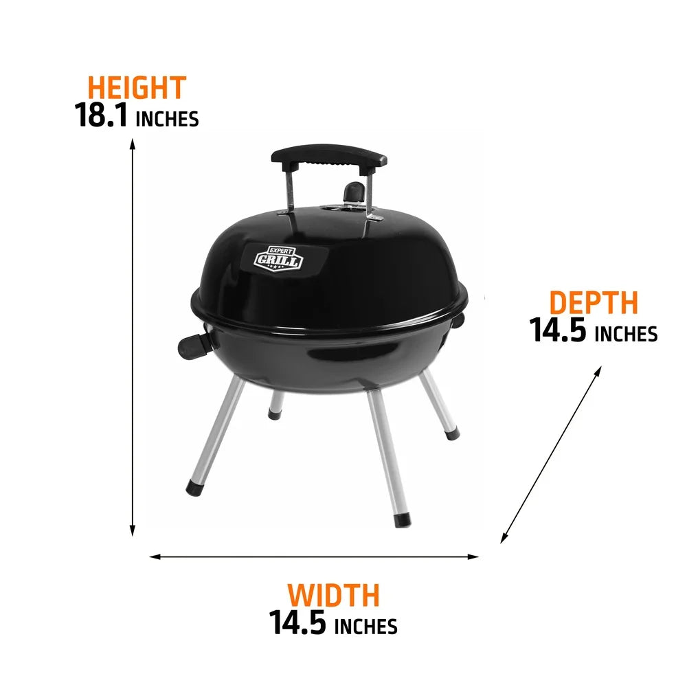 14.5" Mini Portable Charcoal Grill with Adjustable Vents