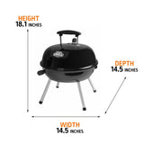 14.5" Mini Portable Charcoal Grill with Adjustable Vents