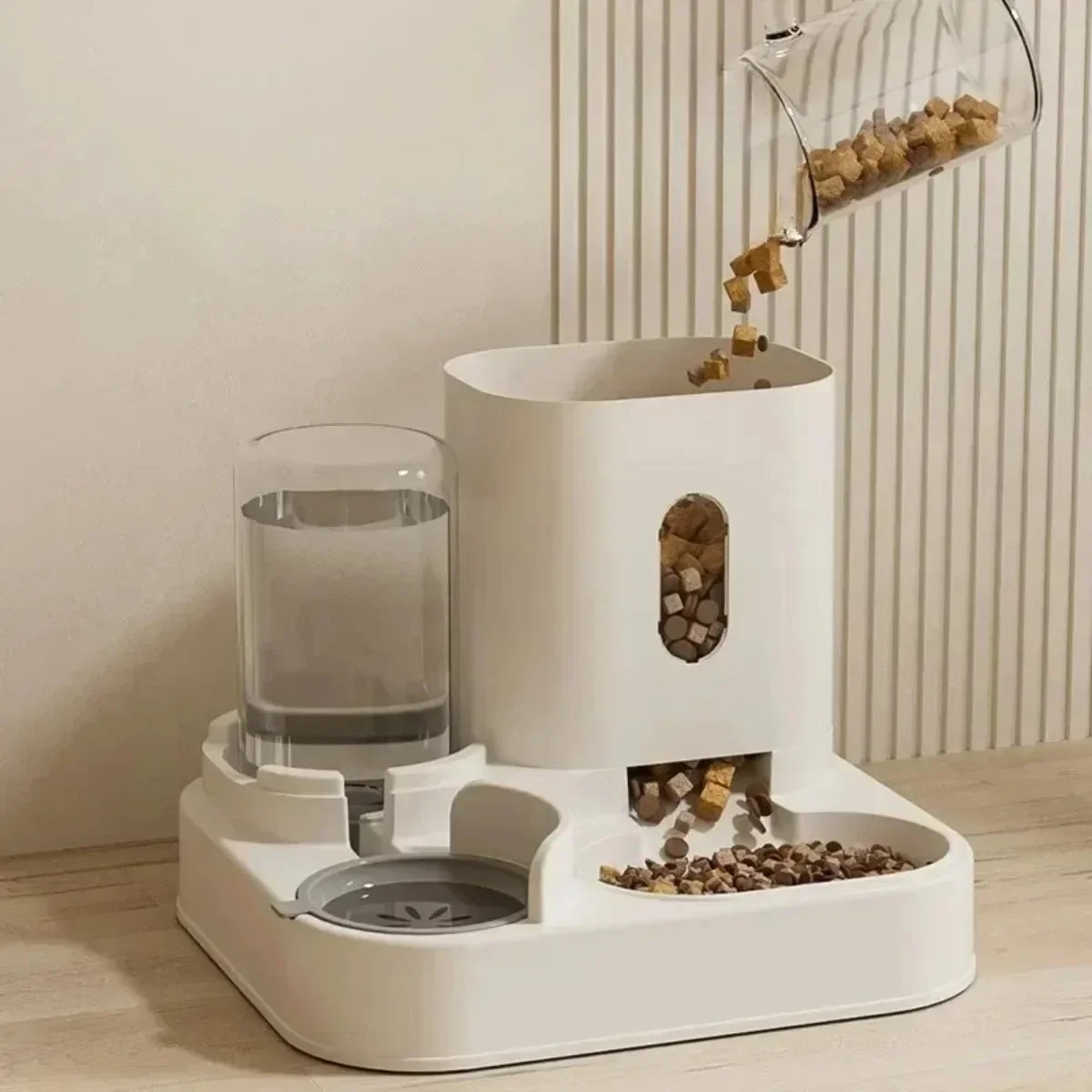 Large Capacity Pet Food Dispenser with Water Fountain