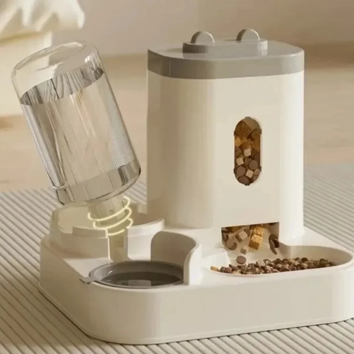 Large Capacity Pet Food Dispenser with Water Fountain