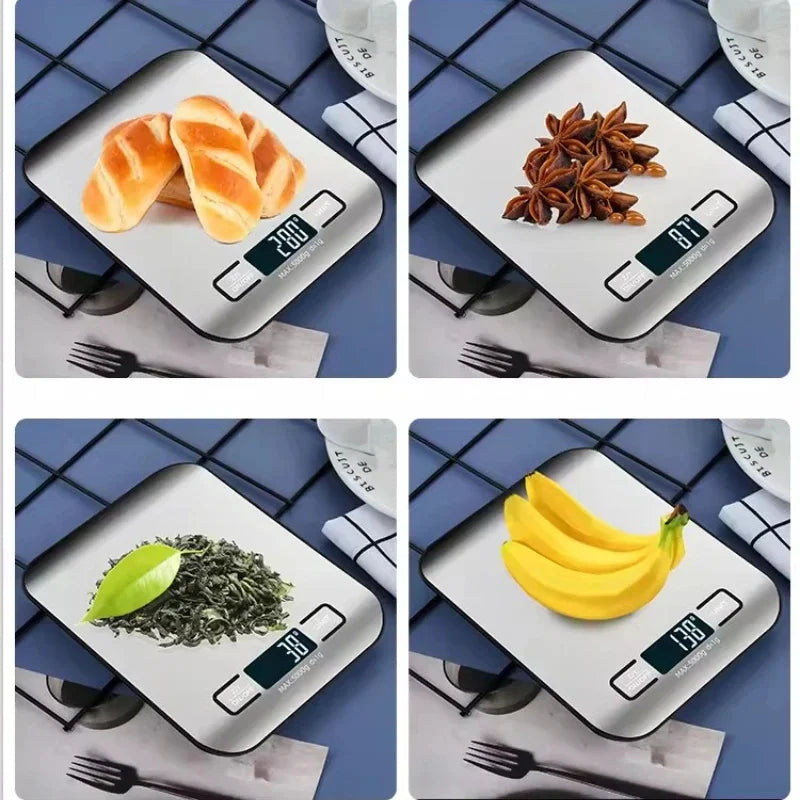Stainless Steel Kitchen Scale: 5kg/1g Precision with LED Display