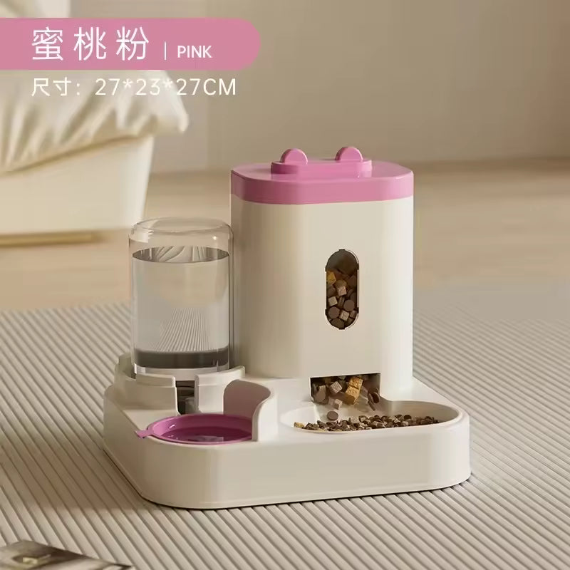 Large Capacity Pet Food Dispenser with Water Fountain
