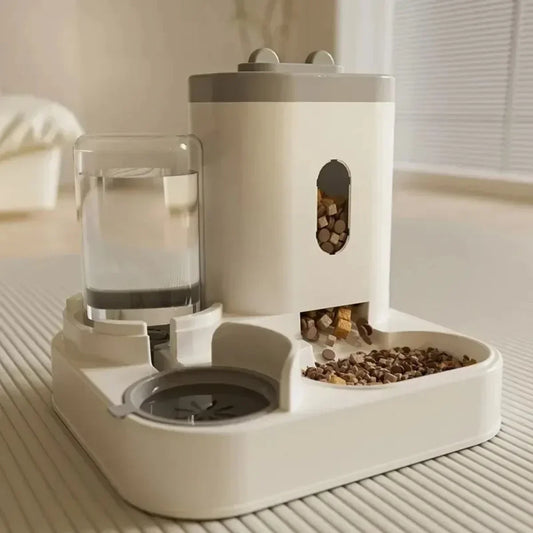 Large Capacity Pet Food Dispenser with Water Fountain