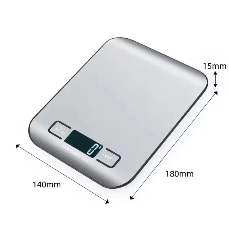 Stainless Steel Kitchen Scale: 5kg/1g Precision with LED Display