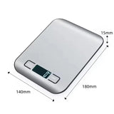 Stainless Steel Kitchen Scale: 5kg/1g Precision with LED Display