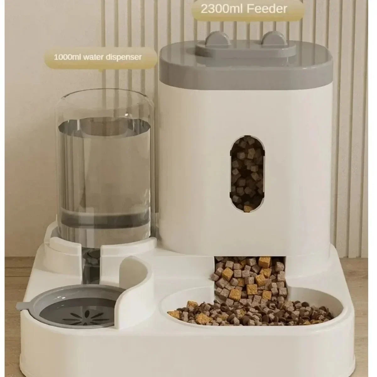 Large Capacity Pet Food Dispenser with Water Fountain