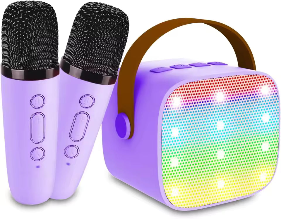 Mini Bluetooth Karaoke Machine with Two Wireless Mics